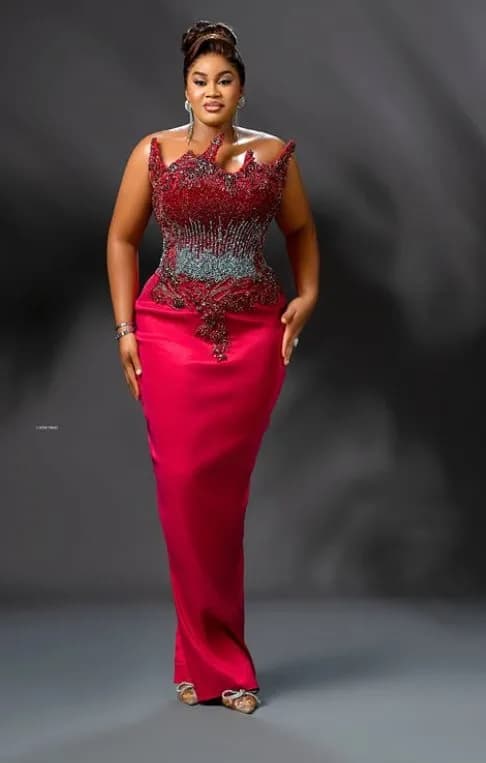 Fuchsia Flame Gown — Hand-beaded flame bodice over a satin column, Glam Couture by GlamGirl by Sefiya